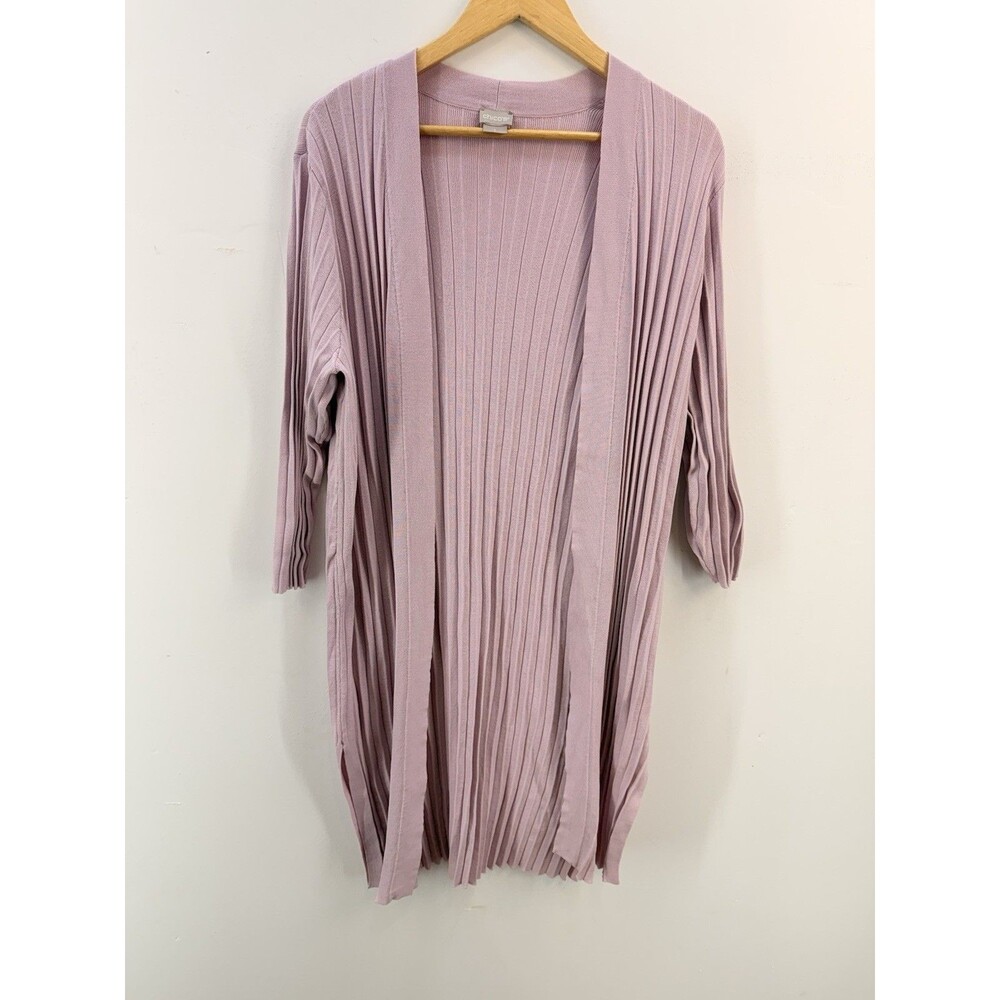 Chico’s Womens Open Front Cardigan Sweater Purple Long Sleeve Size 1 - Picture 3 of 17